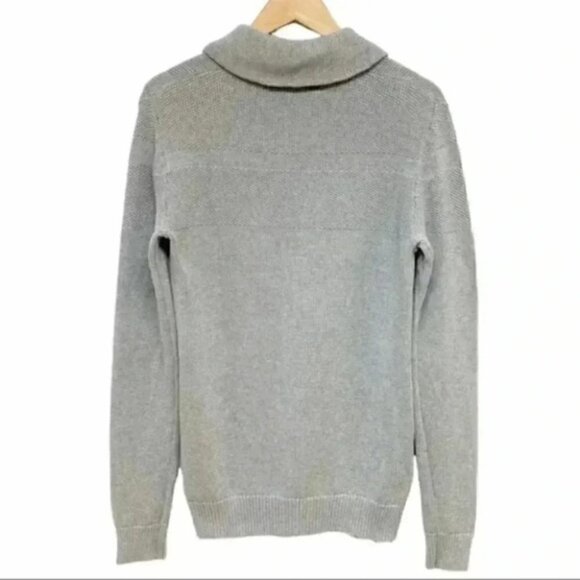 RW&CO Men’s Sweater Pullover Shawl Collar Cotton Textured Knit Grey Small - Picture 3 of 14